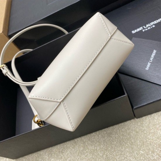 Migliore Repliche Borsa Saint Laurent Mini Toy Shopping vitello bianca Economiche Outlet Online