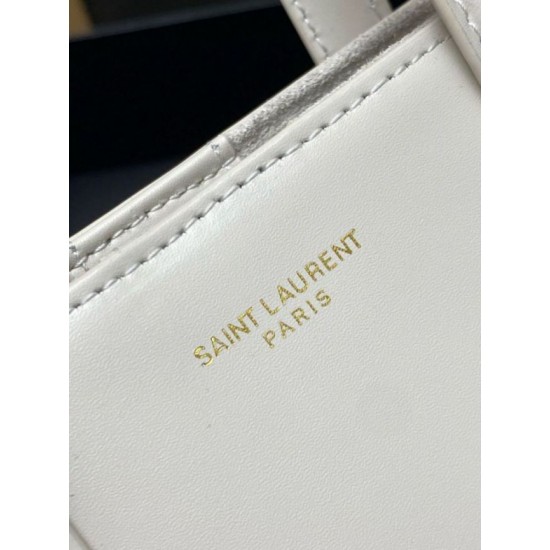 Migliore Repliche Borsa Saint Laurent Mini Toy Shopping vitello bianca Economiche Outlet Online