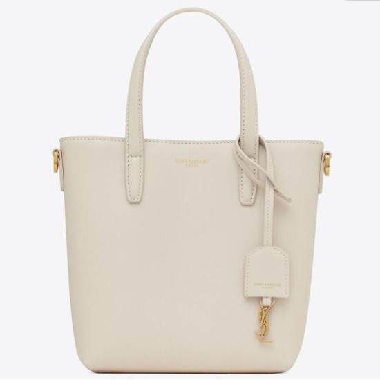 Migliore Repliche Borsa Saint Laurent Mini Toy Shopping vitello bianca Economiche Outlet Online