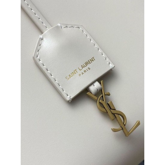 Migliore Repliche Borsa Saint Laurent Mini Toy Shopping vitello bianca Economiche Outlet Online