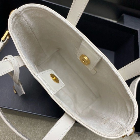 Migliore Repliche Borsa Saint Laurent Mini Toy Shopping vitello bianca Economiche Outlet Online