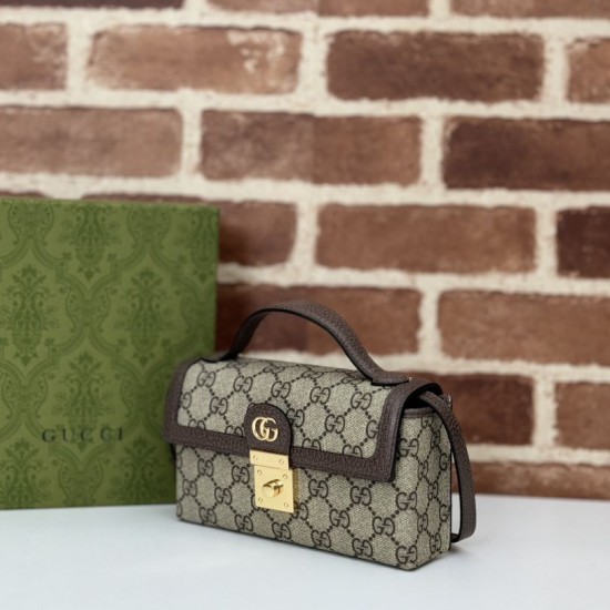 Replica Gucci 837466 Borsa a tracolla maxi Softbit oversize in suede Marrone Imitazione