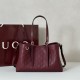 Replica Gucci 815214 Borsa tote media GG Emblem in pelle goffrata nera Imitazione