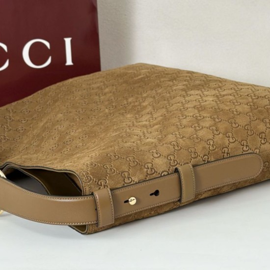 Replica Gucci 850546 850926 borsa tote grande Beatrix in pelle scamosciata Marrone Imitazione