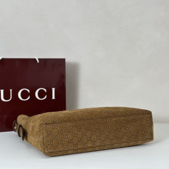 Replica Gucci 850546 850926 borsa tote grande Beatrix in pelle scamosciata Marrone Imitazione