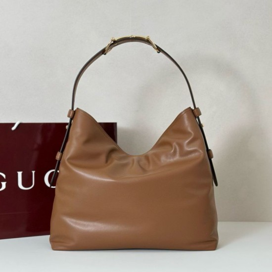Replica Gucci 850546 850926 borsa tote grande Beatrix in morbida pelle liscia Marrone Imitazione