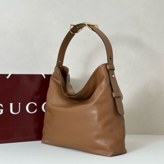 Replica Gucci 850546 850926 borsa tote grande Beatrix in morbida pelle liscia Marrone Imitazione
