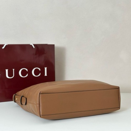 Replica Gucci 850546 850926 borsa tote grande Beatrix in morbida pelle liscia Marrone Imitazione