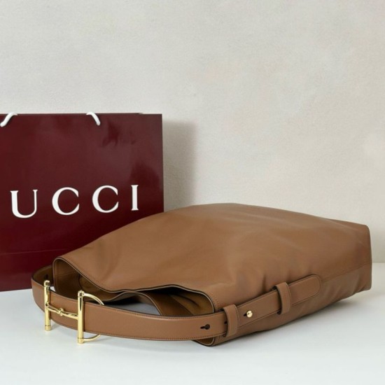 Replica Gucci 850546 850926 borsa tote grande Beatrix in morbida pelle liscia Marrone Imitazione