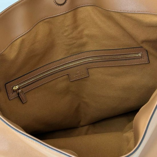 Replica Gucci 850546 850926 borsa tote grande Beatrix in morbida pelle liscia Marrone Imitazione
