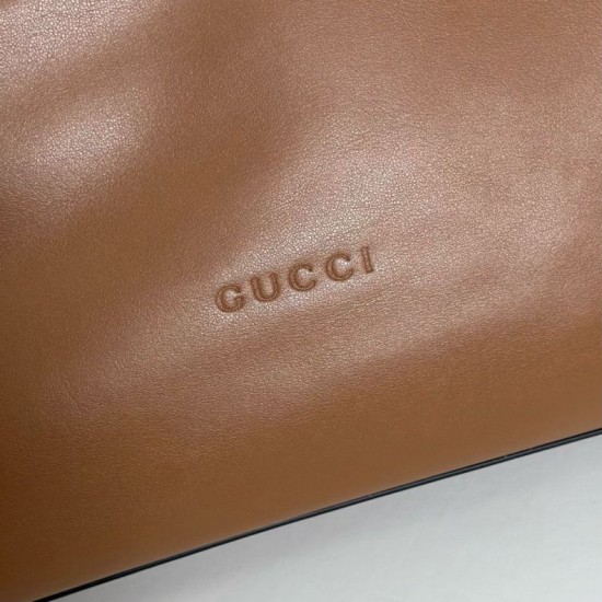 Replica Gucci 850546 850926 borsa tote grande Beatrix in morbida pelle liscia Marrone Imitazione