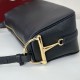 Replica Borsa a tracolla Gucci Half Horsebit Mini/media 860787 Pelle Granata Nero Imitazione