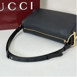 Replica Borsa a tracolla Gucci Half Horsebit Mini/media 860787 Pelle Granata Nero Imitazione