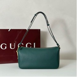 Replica Borsa a tracolla Gucci Half Horsebit Mini/media 860787 Pelle Granata Verde Imitazione