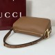 Replica Borsa a tracolla Gucci Half Horsebit Mini/media 860787 Pelle Granata Marrone Imitazione
