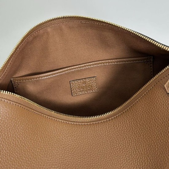 Replica Borsa a tracolla Gucci Half Horsebit Mini/media 860787 Pelle Granata Marrone Imitazione