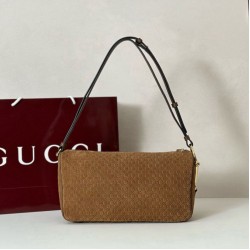 Replica Borsa a tracolla Gucci Half Horsebit Mini/media 860787 Pelle Granata Marrone Imitazione