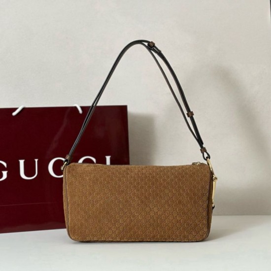 Replica Borsa a tracolla Gucci Half Horsebit Mini/media 860787 Pelle Granata Marrone Imitazione