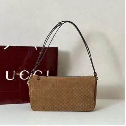 Replica Borsa a tracolla Gucci Half Horsebit Mini/media 860787 Pelle Granata Marrone Imitazione