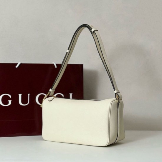 Replica Borsa a tracolla Gucci Half Horsebit Mini/media 860787 Pelle Granata Marrone Imitazione