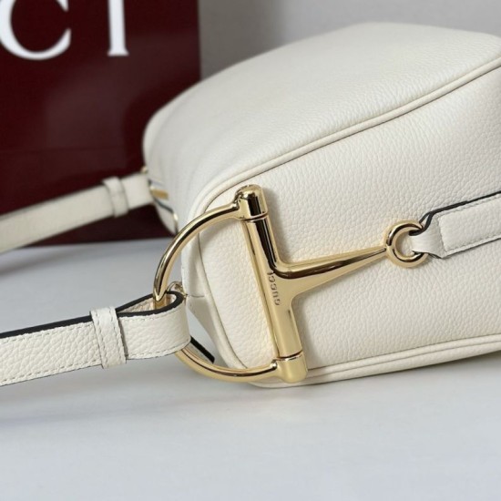 Replica Borsa a tracolla Gucci Half Horsebit Mini/media 860787 Pelle Granata Marrone Imitazione