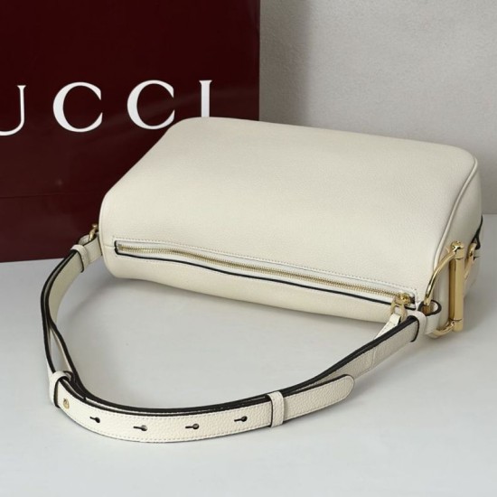 Replica Borsa a tracolla Gucci Half Horsebit Mini/media 860787 Pelle Granata Marrone Imitazione