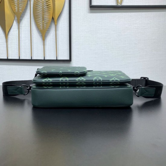 Replica Borsa messenger da uomo Louis Vuitton Trio M27154 Verde Imitazione