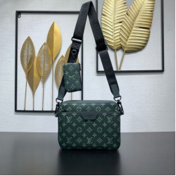 Replica Borsa messenger da uomo Louis Vuitton Trio M27154 Verde Imitazione