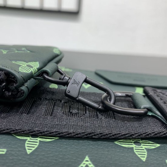 Replica Borsa messenger da uomo Louis Vuitton Trio M27154 Verde Imitazione