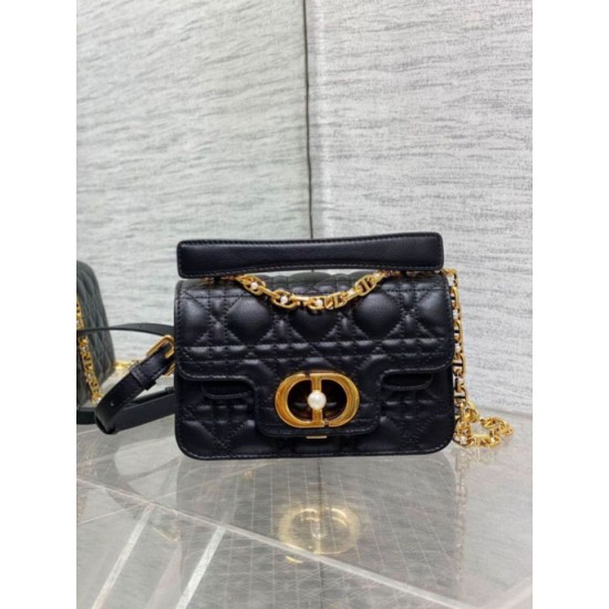 Miglior Falso Dior Mini Jolie Borsa con Manico Superiore Nera Cannage Calfskin Economiche Premium