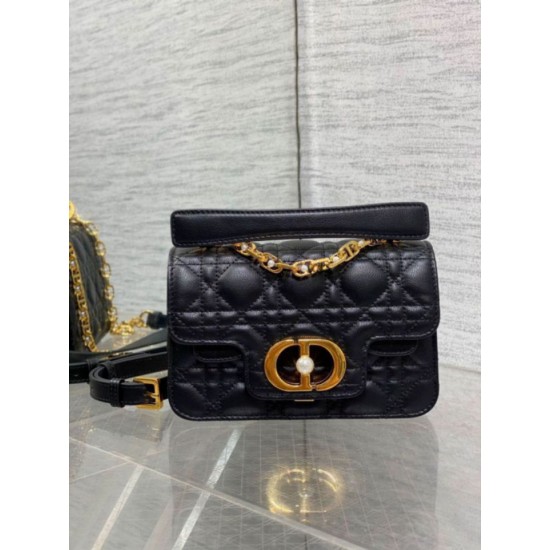 Miglior Falso Dior Mini Jolie Borsa con Manico Superiore Nera Cannage Calfskin Economiche Premium