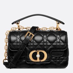 Miglior Falso Dior Mini Jolie Borsa con Manico Superiore Nera Cannage Calfskin Economiche Premium
