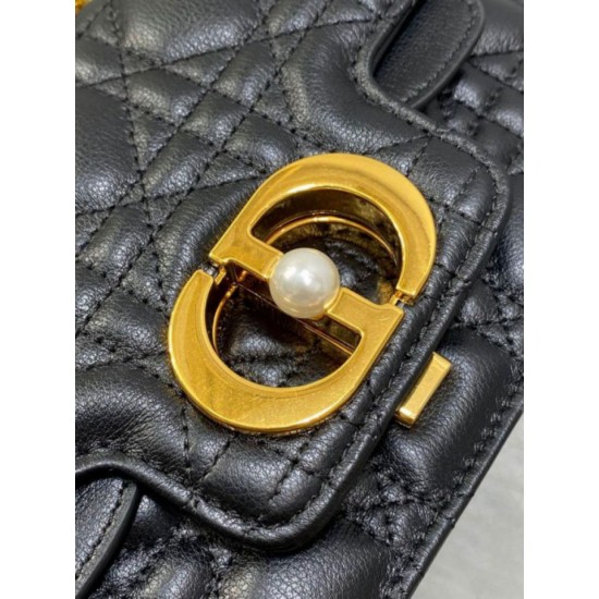 Miglior Falso Dior Mini Jolie Borsa con Manico Superiore Nera Cannage Calfskin Economiche Premium