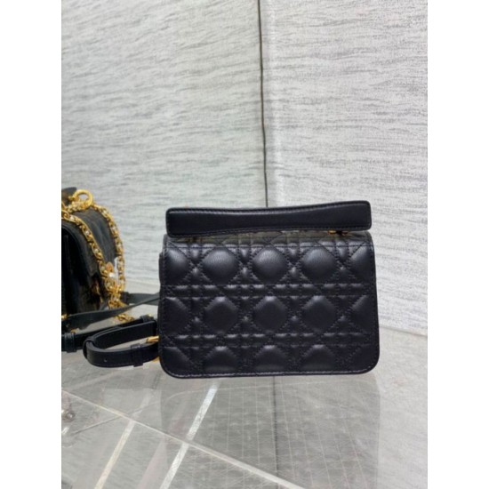 Miglior Falso Dior Mini Jolie Borsa con Manico Superiore Nera Cannage Calfskin Economiche Premium