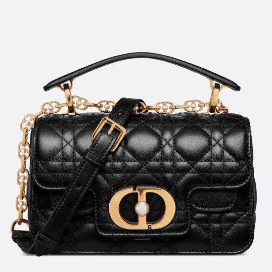 Miglior Falso Dior Mini Jolie Borsa con Manico Superiore Nera Cannage Calfskin Economiche Premium