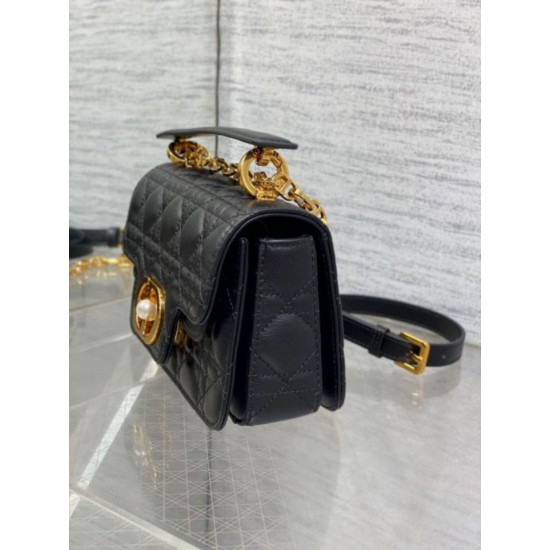 Miglior Falso Dior Mini Jolie Borsa con Manico Superiore Nera Cannage Calfskin Economiche Premium