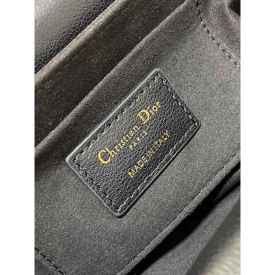 Miglior Falso Dior Mini Jolie Borsa con Manico Superiore Nera Cannage Calfskin Economiche Premium