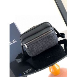 Migliore Repliche Borsa a tracolla con cerniera Dior Rider 2.0 nera obliqua con nero Economiche Outlet Online