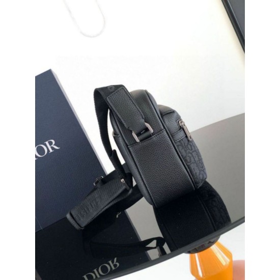 Migliore Repliche Borsa a tracolla con cerniera Dior Rider 2.0 nera obliqua con nero Economiche Outlet Online