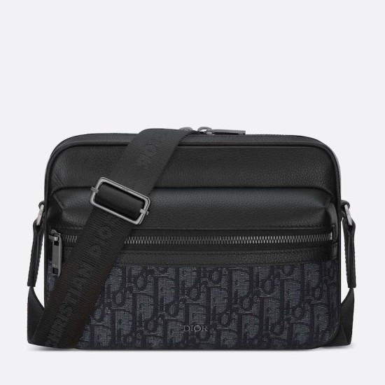Migliore Repliche Borsa a tracolla con cerniera Dior Rider 2.0 nera obliqua con nero Economiche Outlet Online