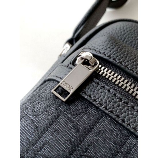 Migliore Repliche Borsa a tracolla con cerniera Dior Rider 2.0 nera obliqua con nero Economiche Outlet Online