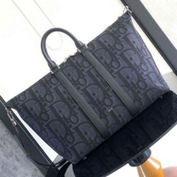 Perfette Qualità Repliche Dior Weekender 40 Borsa Maxi Dior Oblique Jacquard Nero Imitazione