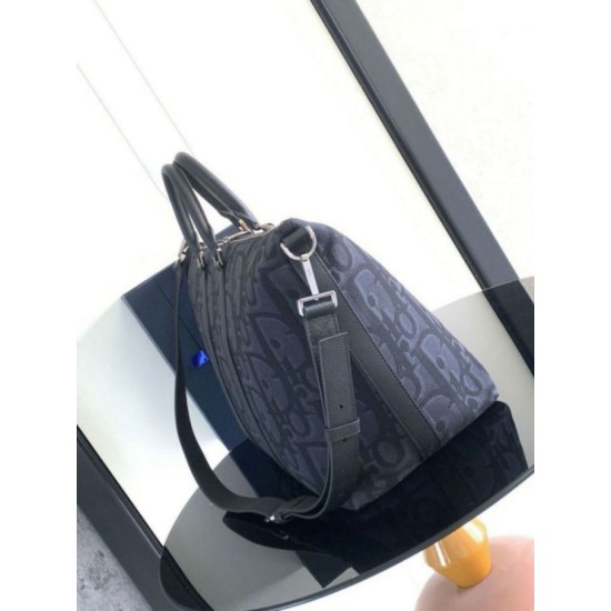Perfette Qualità Repliche Dior Weekender 40 Borsa Maxi Dior Oblique Jacquard Nero Imitazione