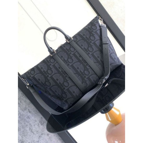 Perfette Qualità Repliche Dior Weekender 40 Borsa Maxi Dior Oblique Jacquard Nero Imitazione