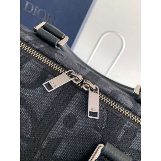 Perfette Qualità Repliche Dior Weekender 40 Borsa Maxi Dior Oblique Jacquard Nero Imitazione