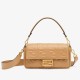 Replica perfetta Borsa media Fendi Baguette in nappa beige FF Imitazione Outlet Online