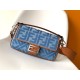 Perfette Qualità Repliche Borsa media Fendi Baguette in denim con ricamo FF Imitazione