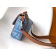 Perfette Qualità Repliche Borsa media Fendi Baguette in denim con ricamo FF Imitazione