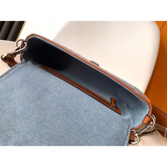 Perfette Qualità Repliche Borsa media Fendi Baguette in denim con ricamo FF Imitazione