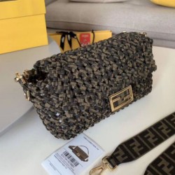 Perfette Qualità Repliche Borsa Baguette Media Fendi Strisce Intrecciate Imitazione